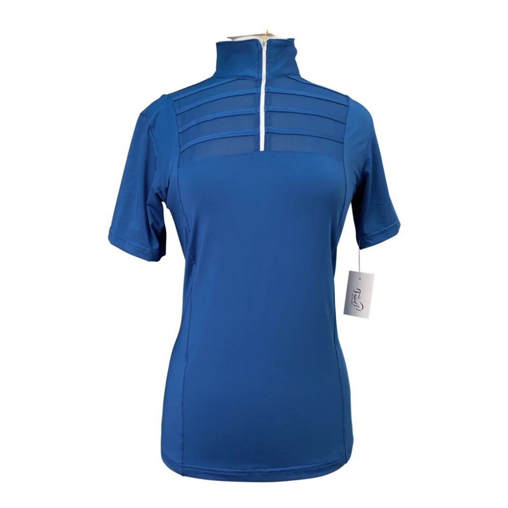 Equisite Elaine Polo Shirt Riding Equestrian Short Sleeve Blue XS Horse NWT